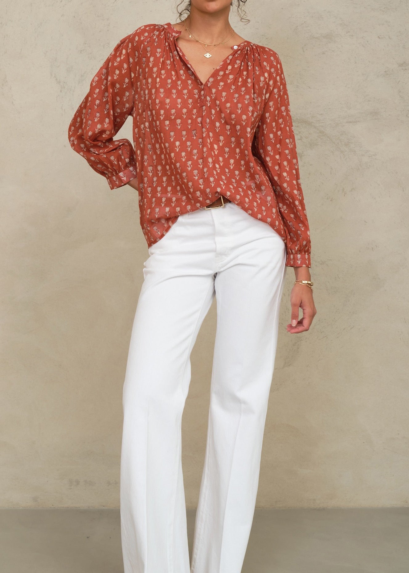 Ari Long Sleeve Top - Rust
