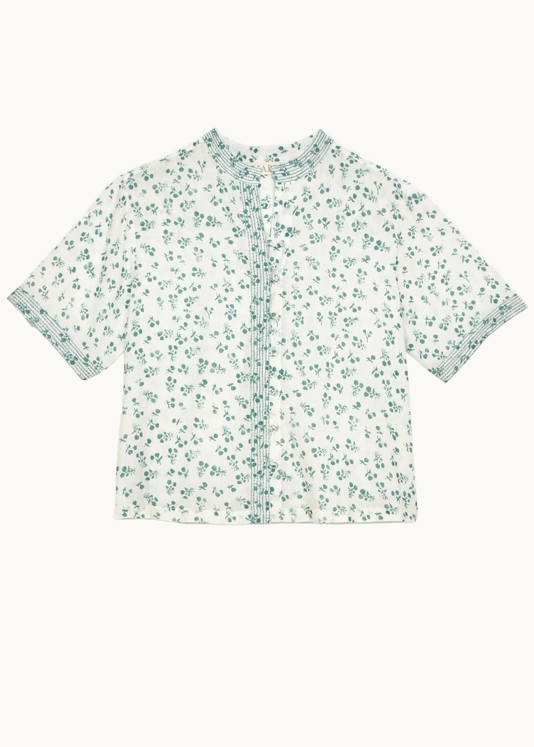Edie Stitch Short Sleeve Top - Green