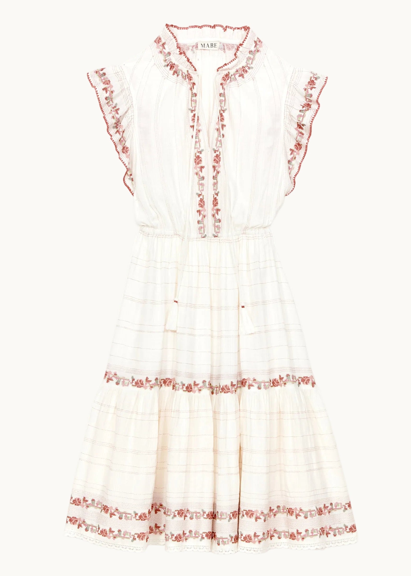 Halle Frill Dress - Ecru/Rose