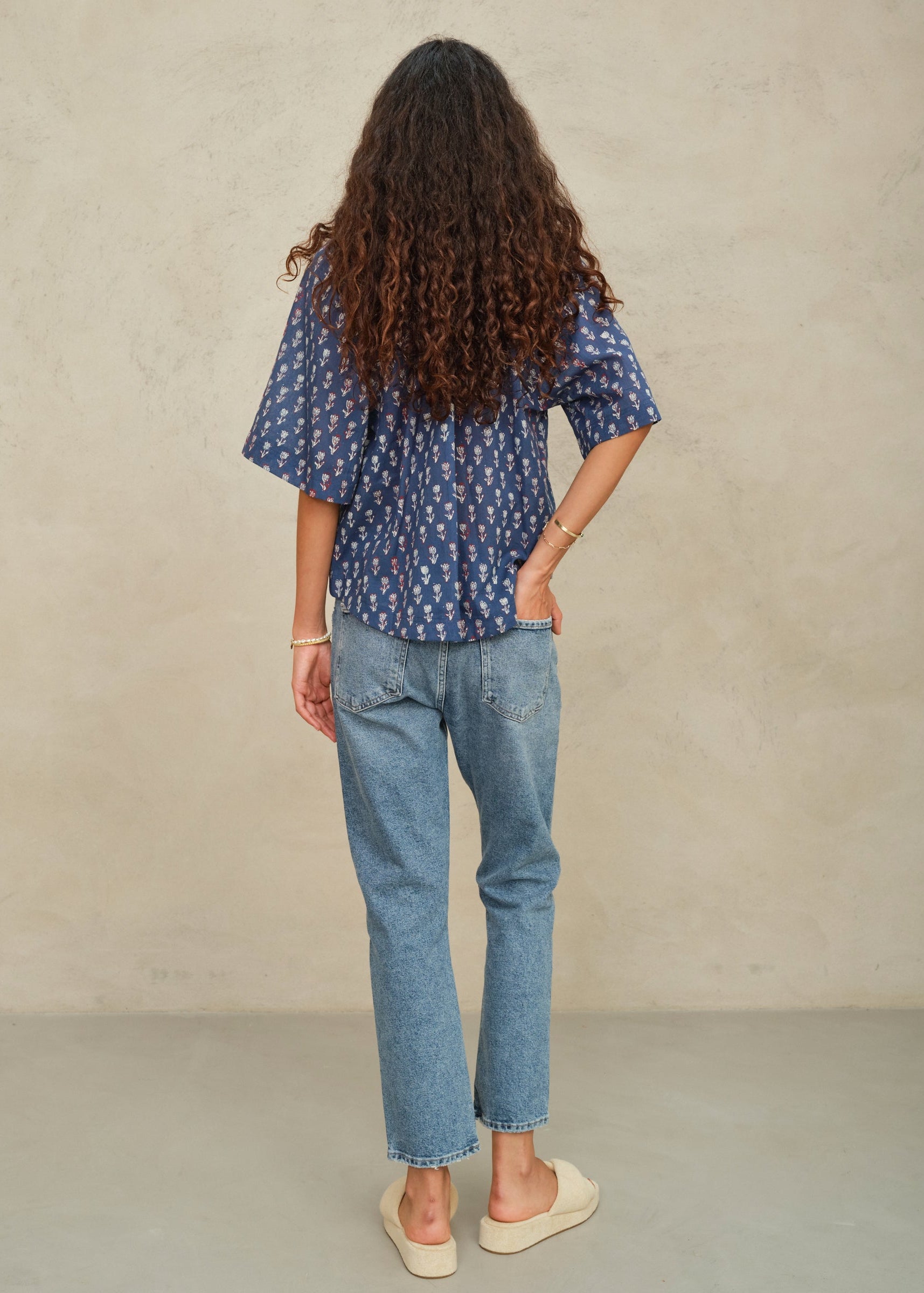 Ari Gathered Top - Indigo