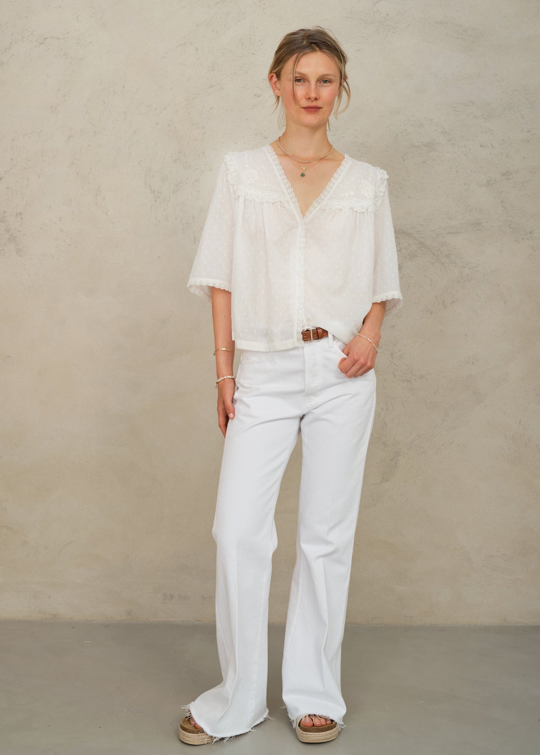 Brea Frill Top - Ivory