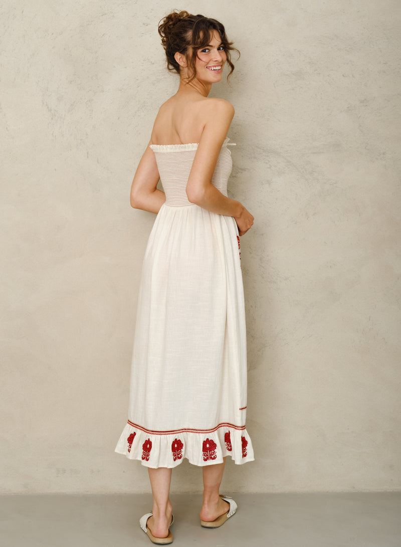 Carmi Sundress - Ecru/Red