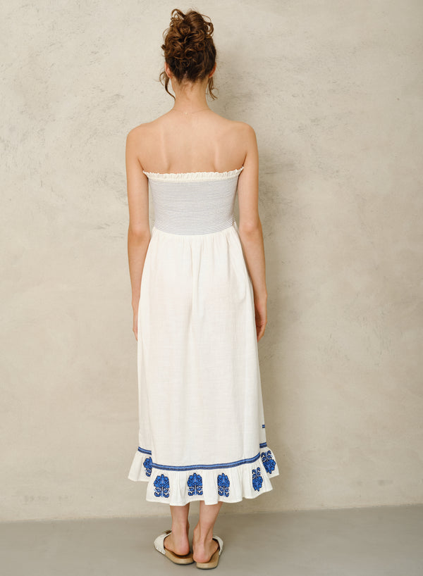 Carmi Sundress - Ecru/Blue