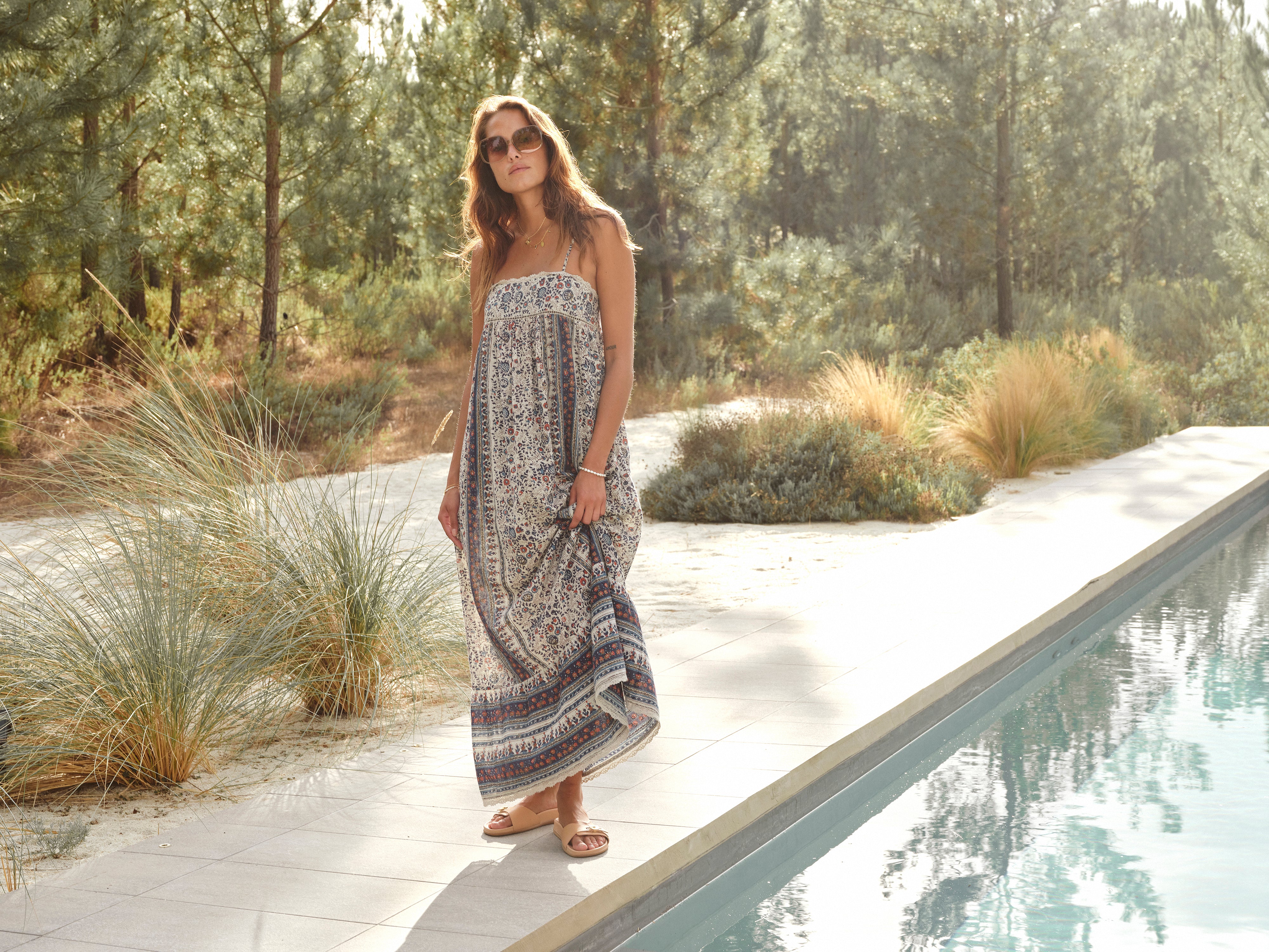 Cass Maxi Sundress - Indigo/Rust