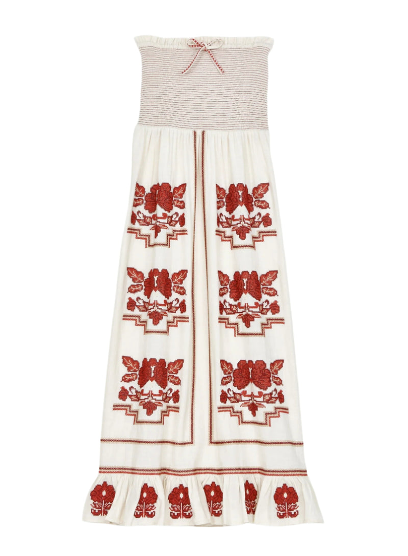 Carmi Sundress - Ecru/Red