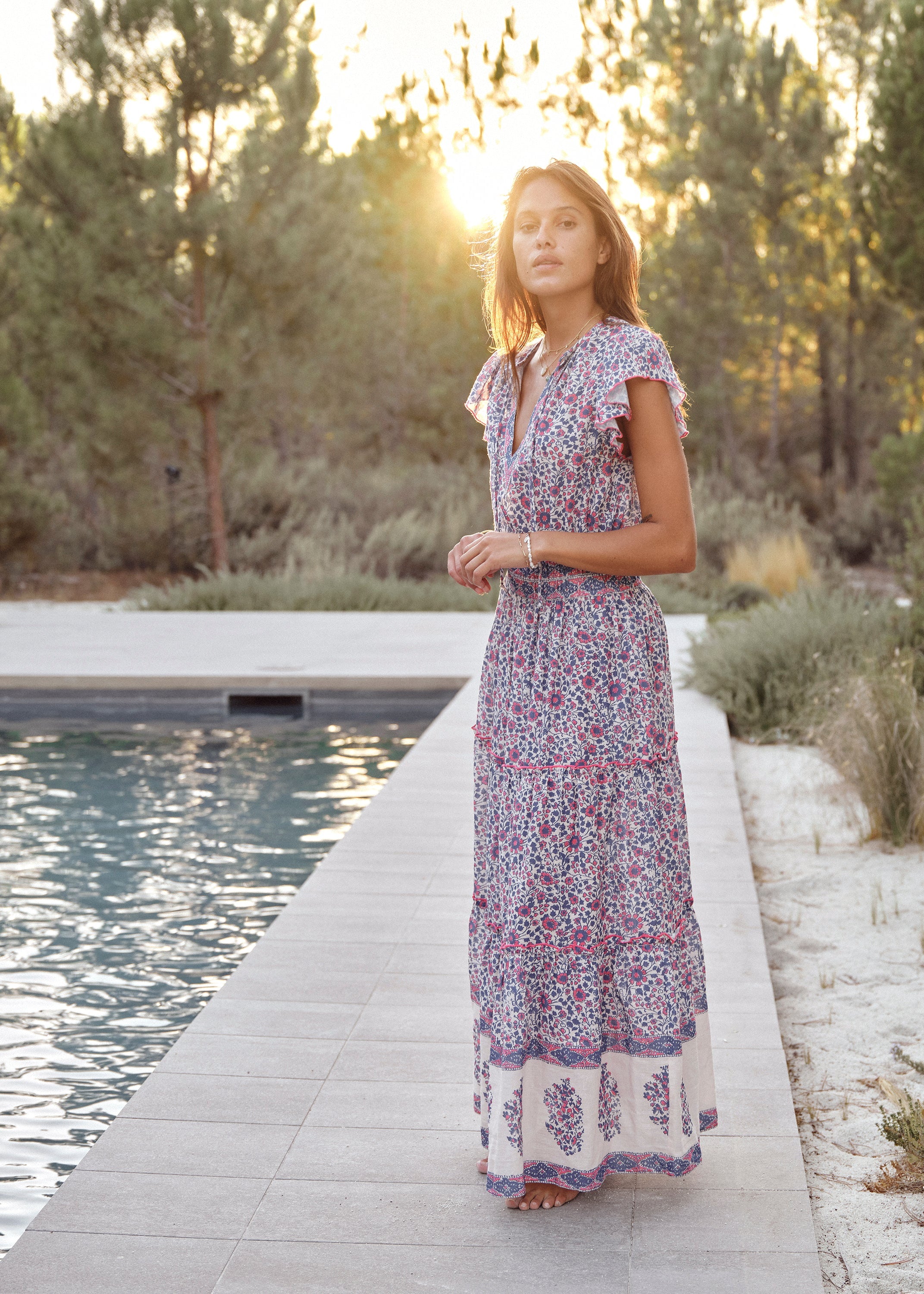 Della Maxi Dress - Blue/Pink