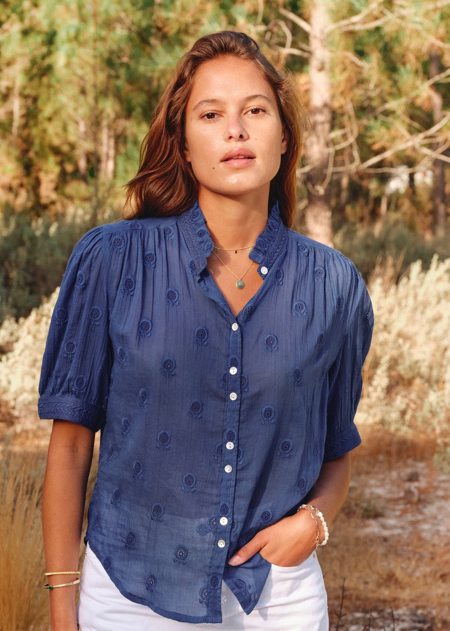 Frani Short Sleeve Top - Cobalt