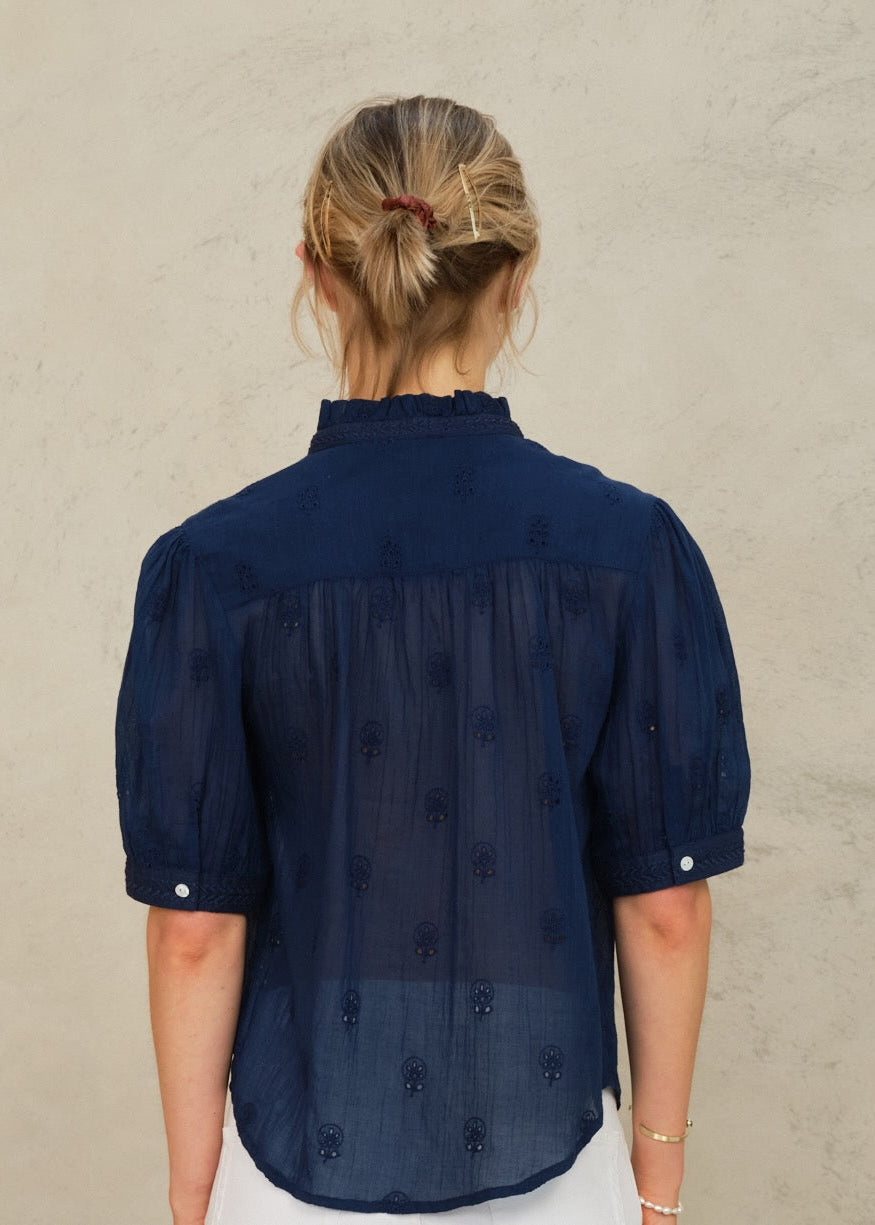 Frani Short Sleeve Top - Indigo