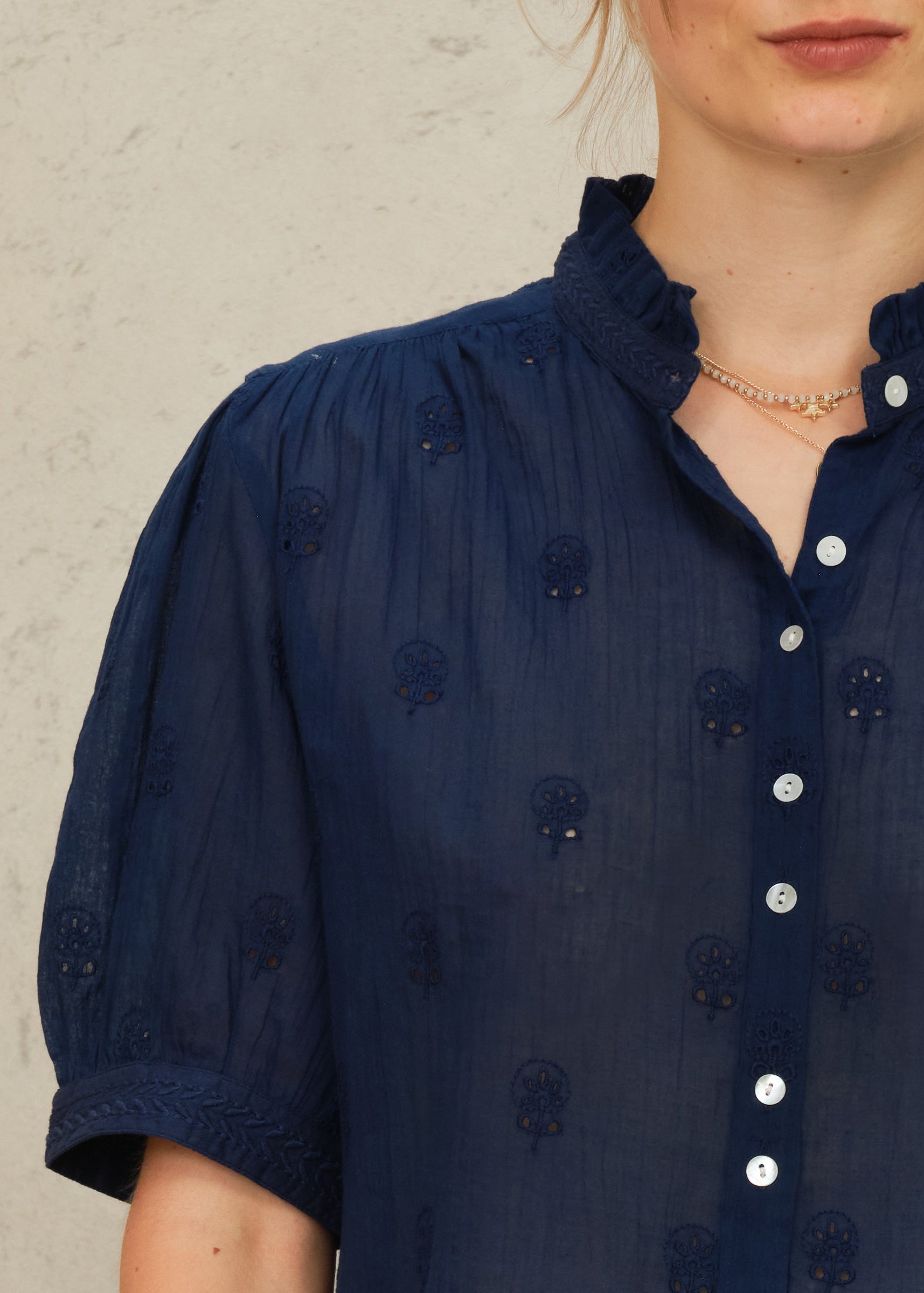 Frani Short Sleeve Top - Indigo