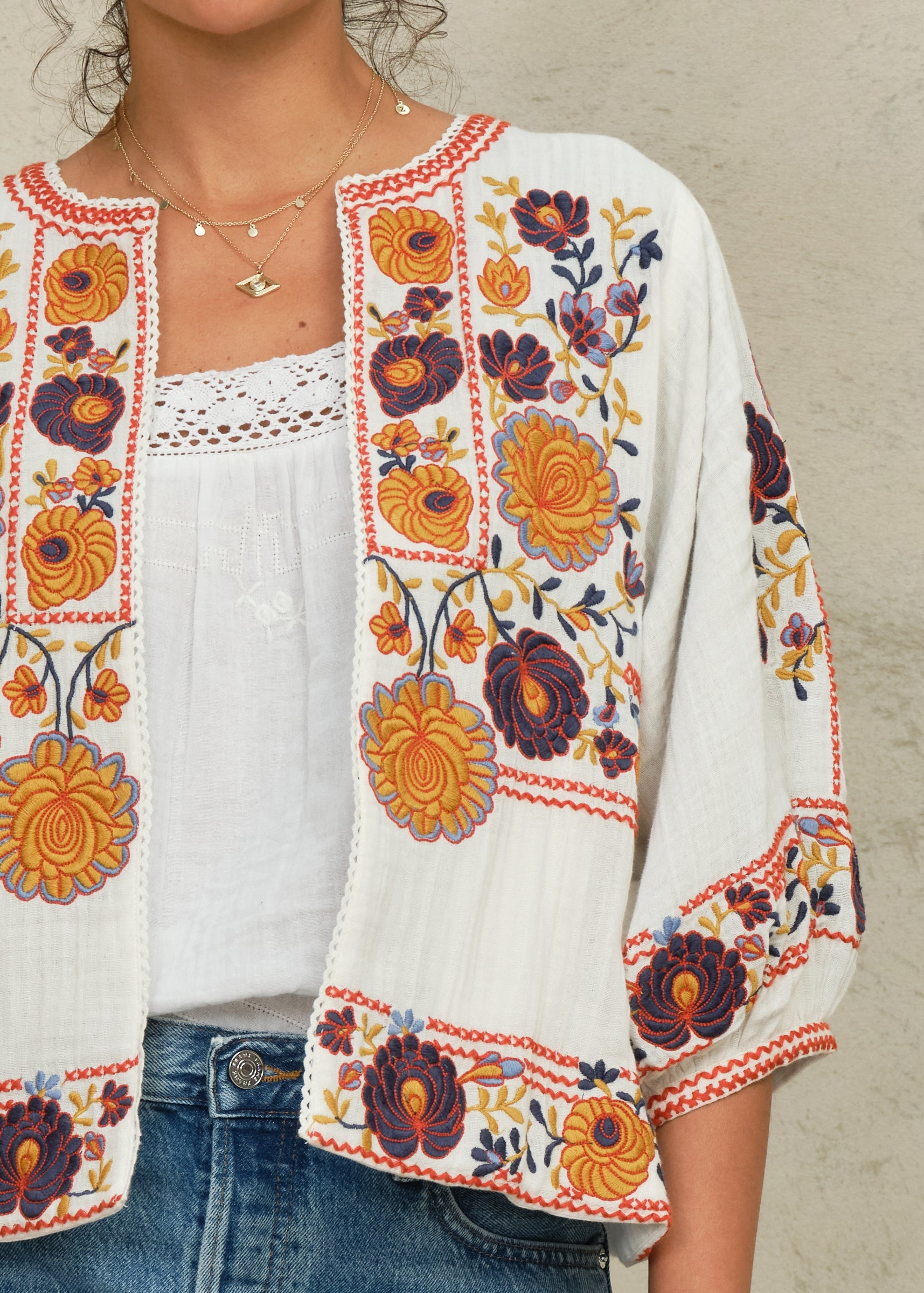 Greta Jacket - Ecru/Multi