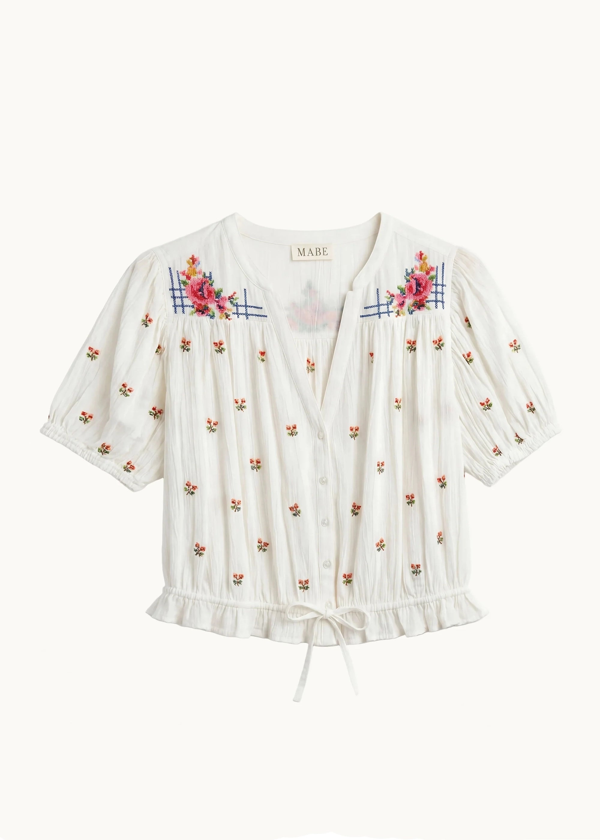 Harlie Short Sleeve Top - Ecru/Multi