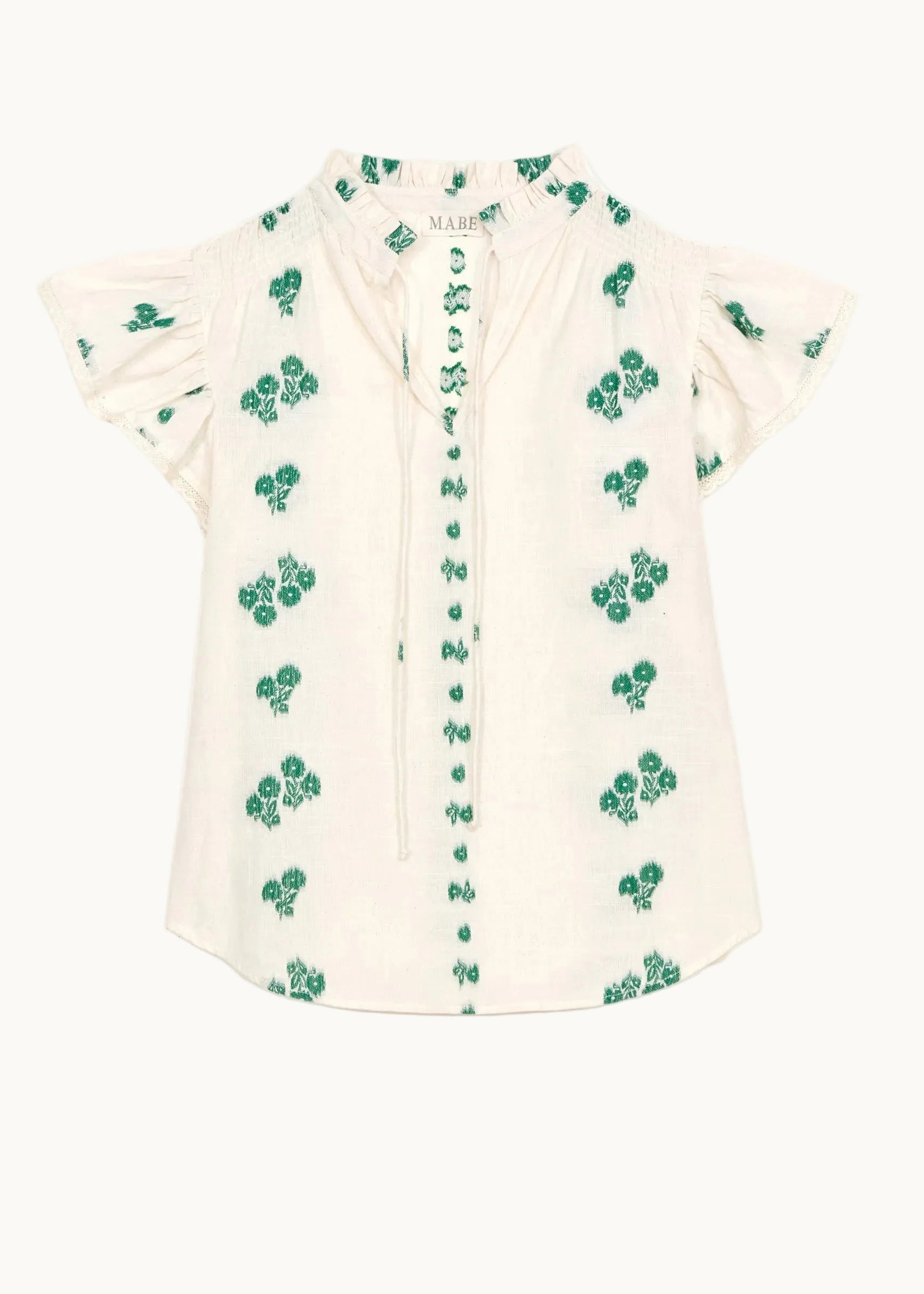 Iris Frill Short Sleeve Top - Green