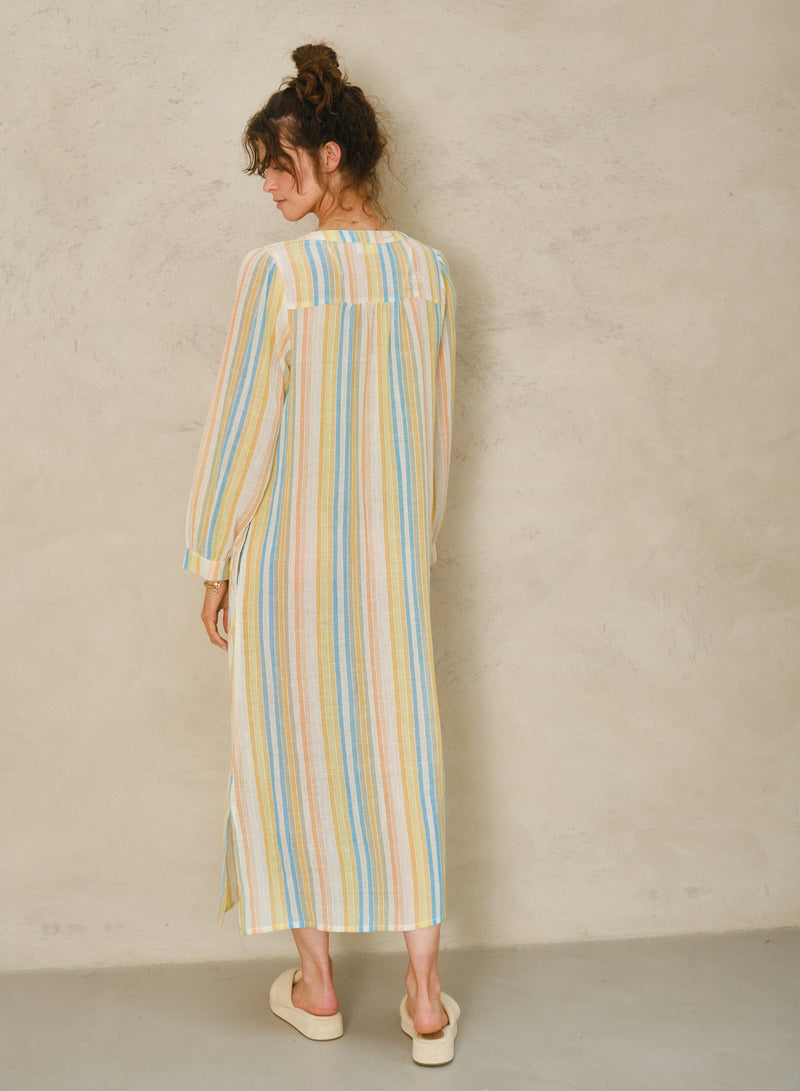 Kori Stripe Kaftan - Orange/Turq