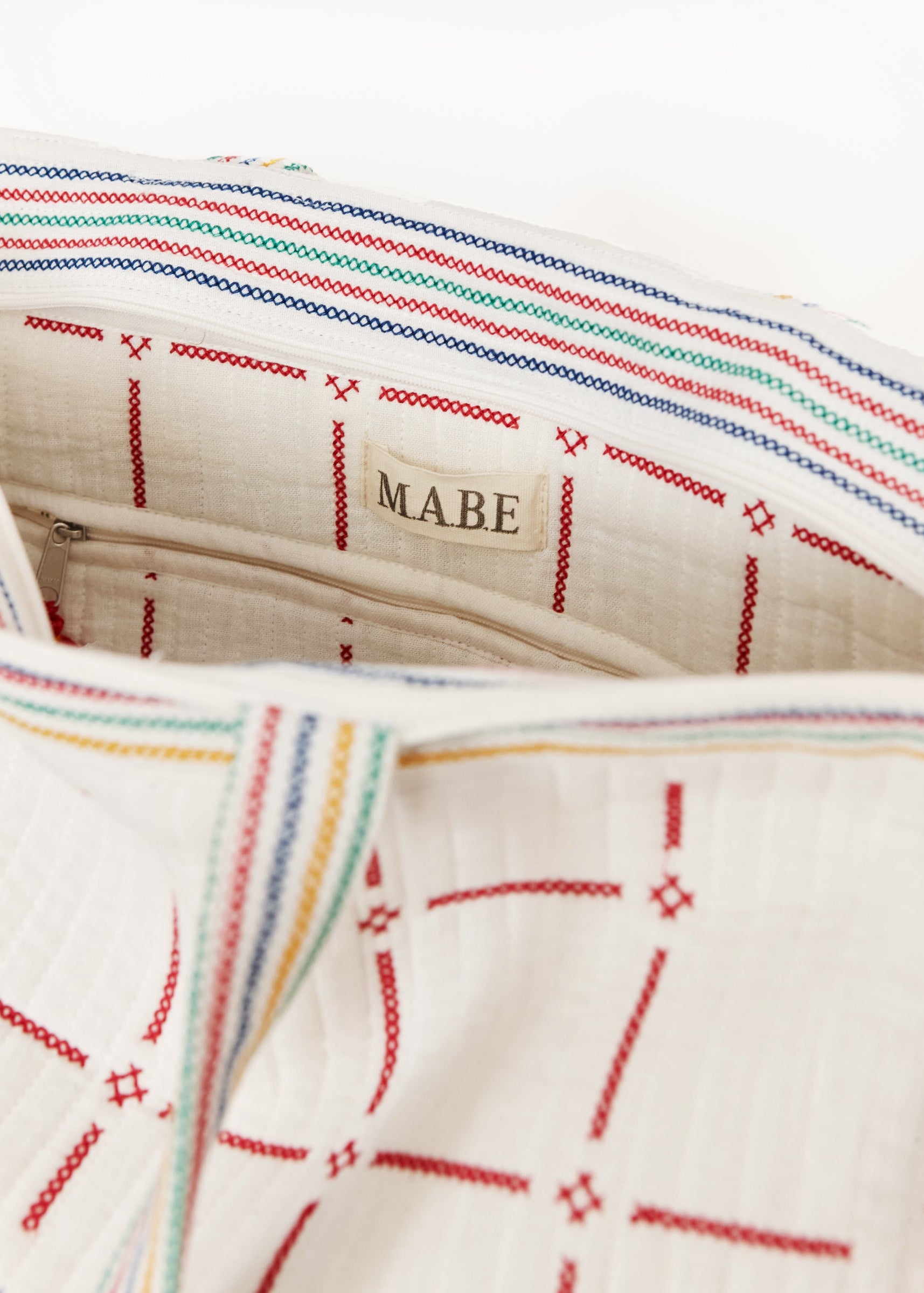 Laney Quilted Tote - Ecru/Multi