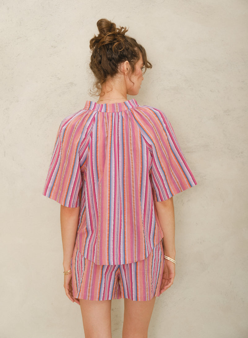 Palmer Gathered Top - Multi Stripe
