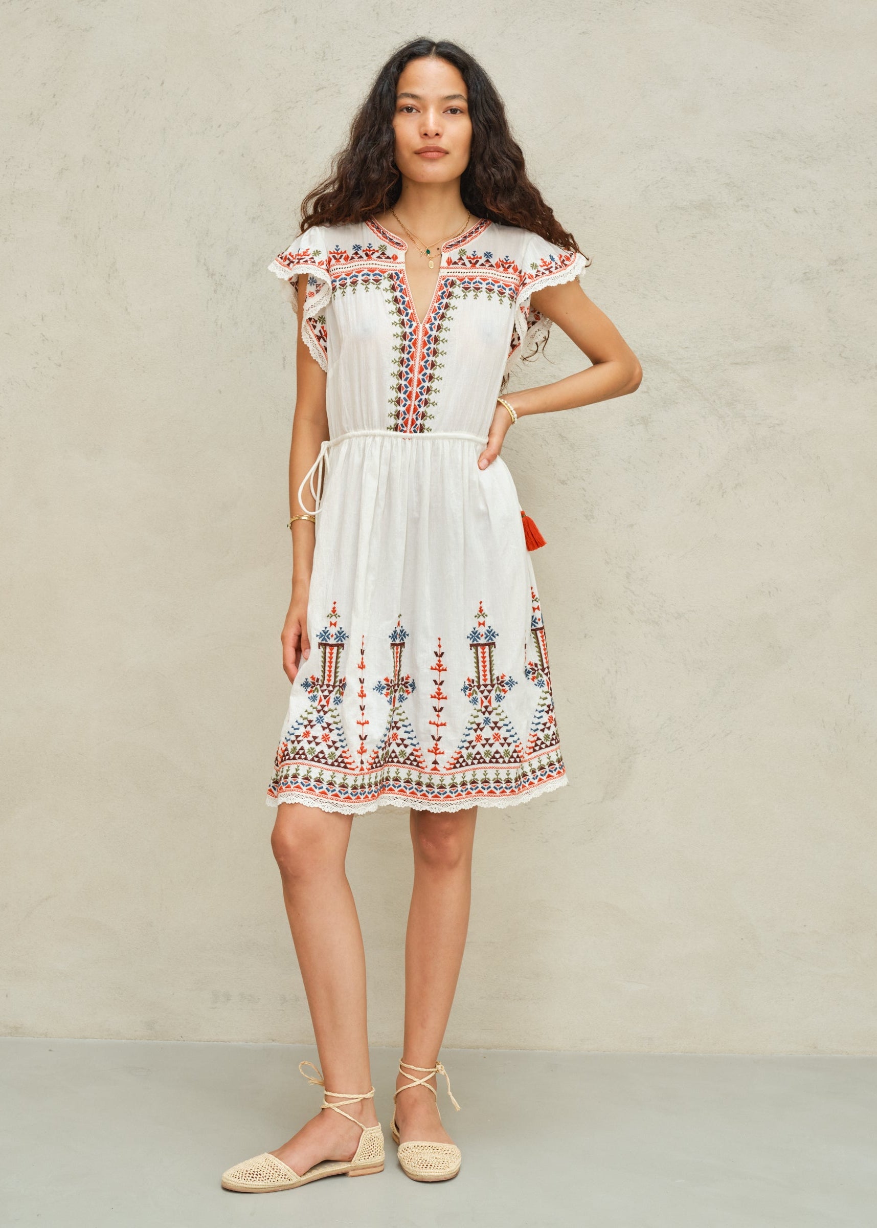 Rani Dress - Ecru/Multi