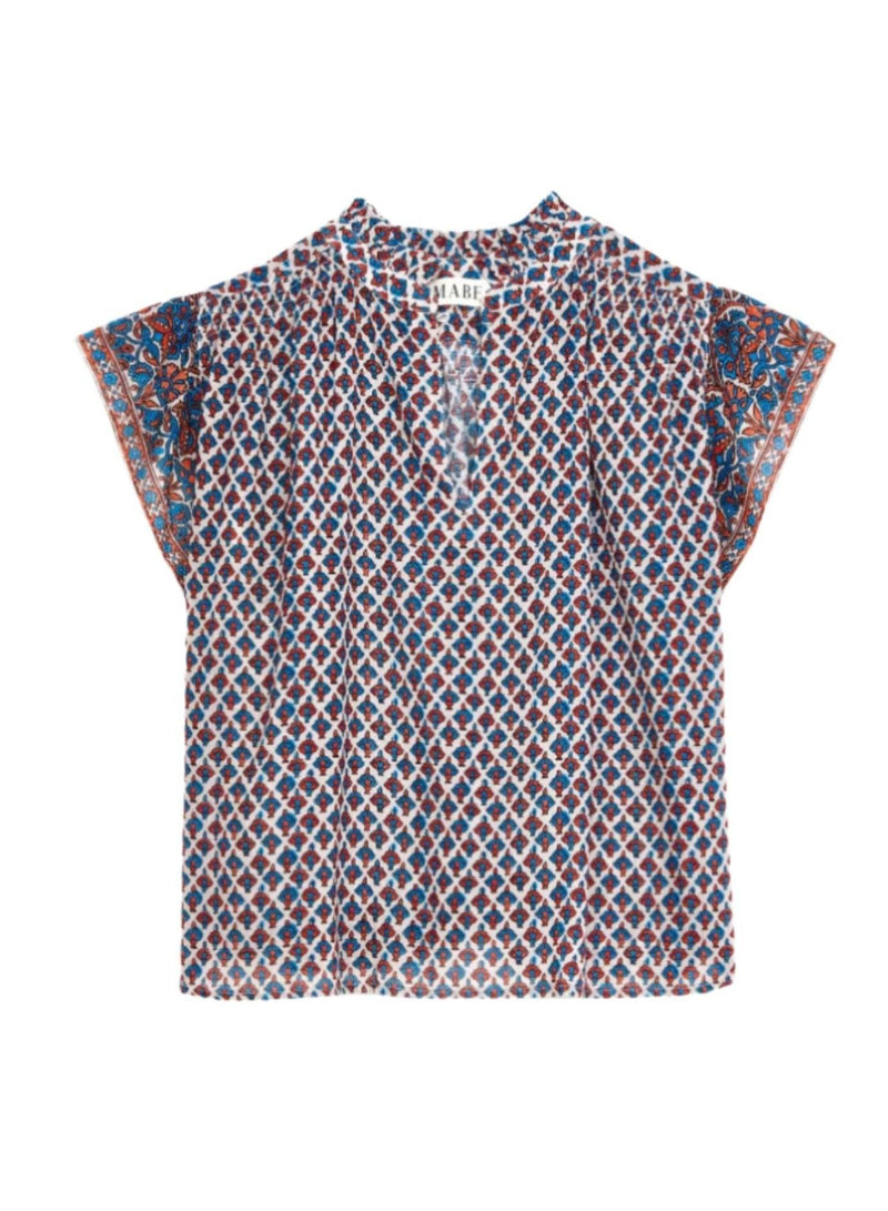 Viti Short Sleeved Top - Orange/Turq